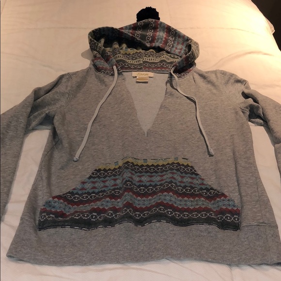 Grey pullover boho hoodie Pom Pom size small - Picture 4 of 8